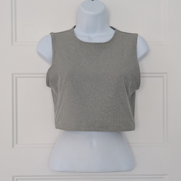 TNA Tops - TnAction Aritzia Ribbed Crop Tank Top‎ Grey Sleeveless TNA Activewear Size M
